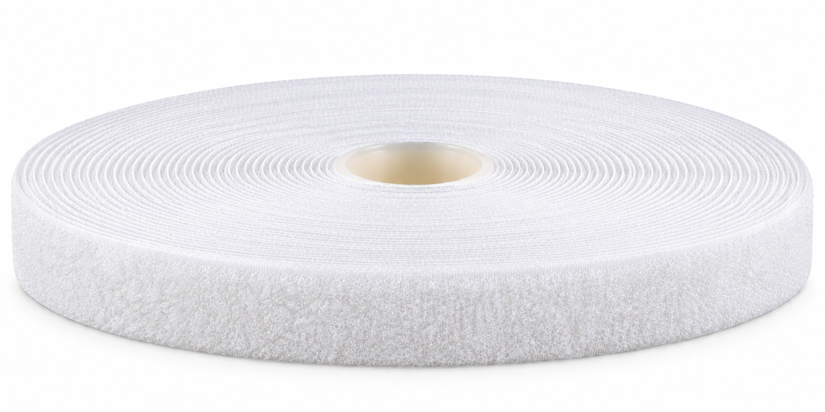 Bande auto-agrippante · bande boucle blanche · auto-adhésive K64 · PA/PES · 20 mm · rouleau de 25 m