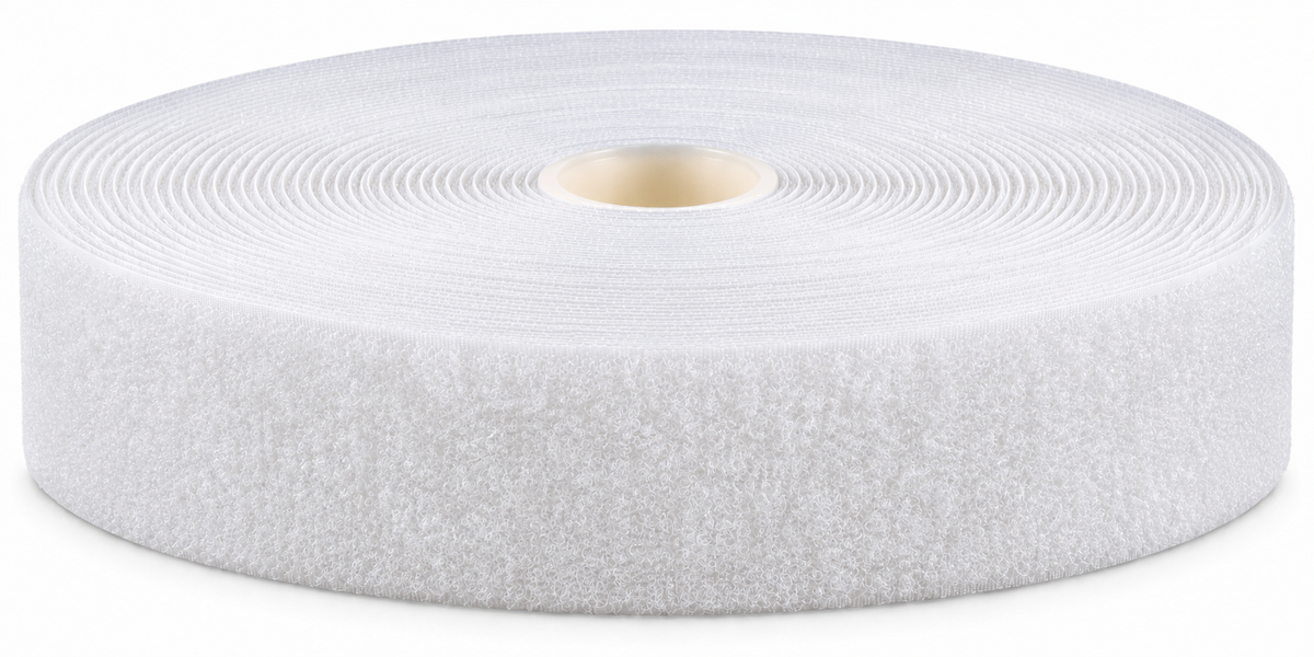 Velcro · bande crochet blanche · bande auto-agrippante auto-adhésive K64 · PA/PES · 50 mm · rouleau de 25 m