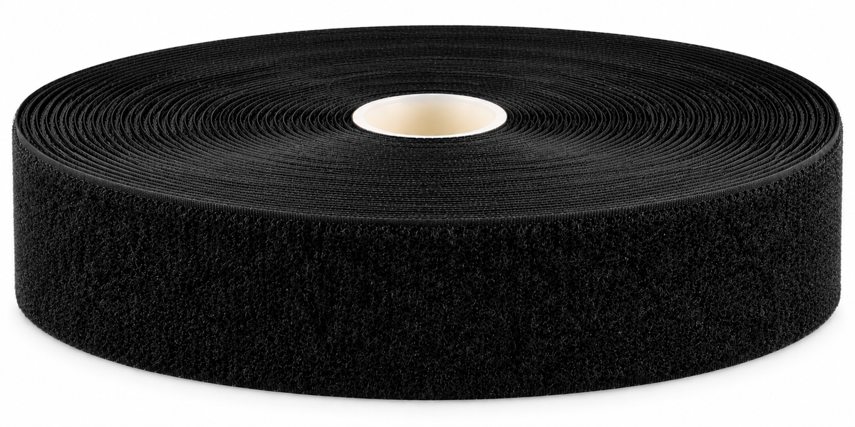 Bande auto-agrippante · bande boucle noire · auto-adhésive K64 · PA/PES · 50 mm · rouleau de 25 m